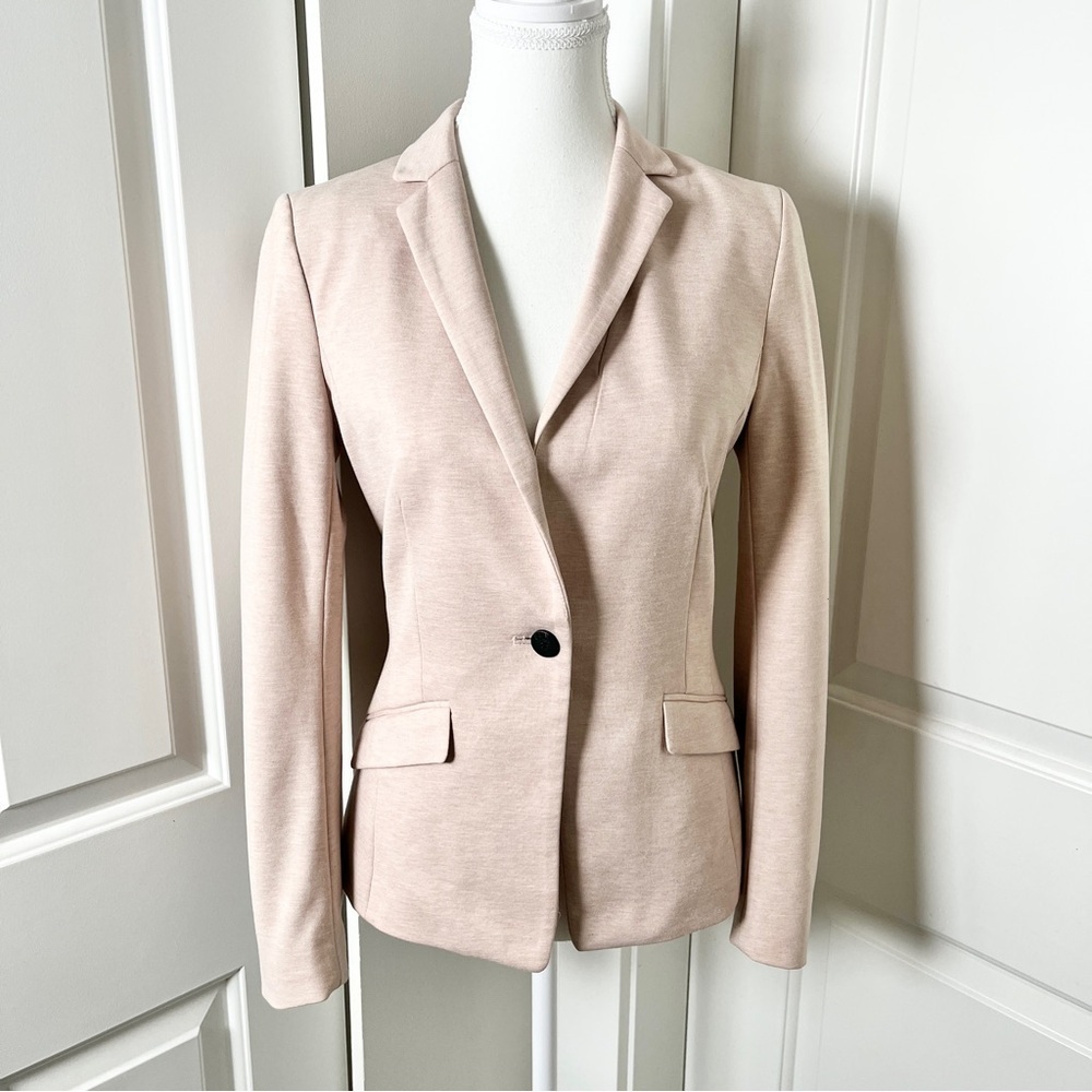 H&M Classic Preppy Single-Breasted Blazer, Dusty Rose Heather Pink – Size 6